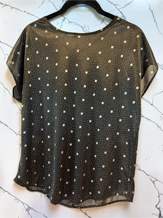 Bentley Tops - Women's Black Polka Dot Short Sleeve Blouse Bentley
